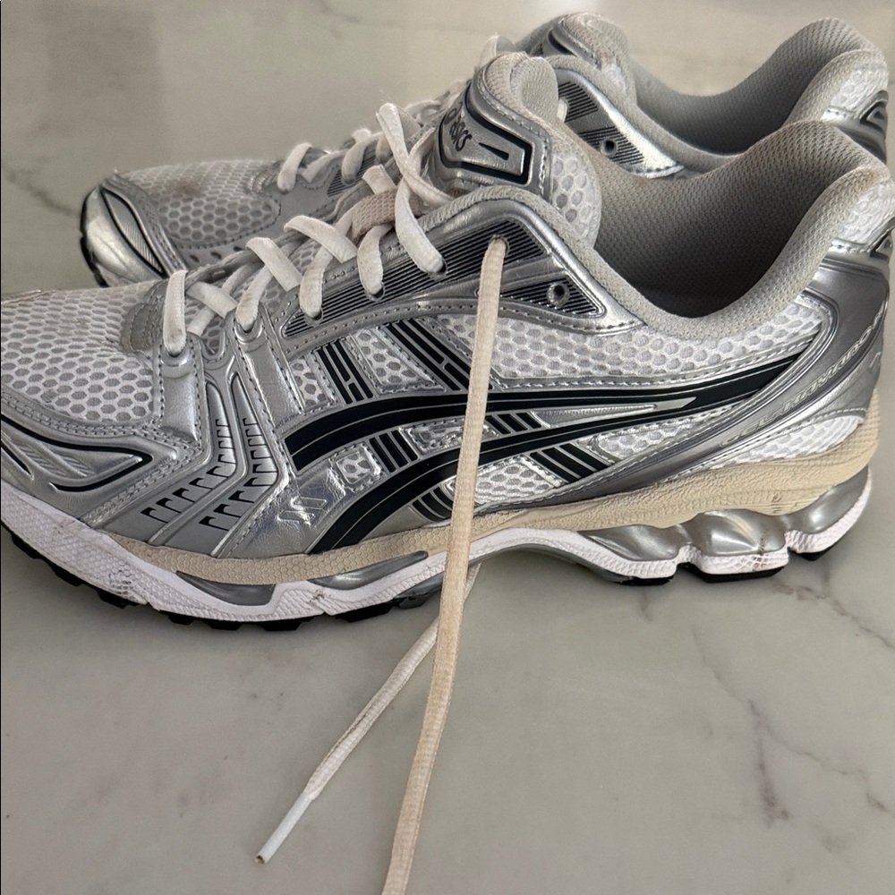 ASICS Silver and Black Mesh Running Shoes